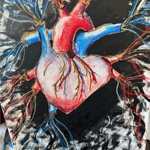 Abstract Heart Art Canvas - Red, Blue, Black